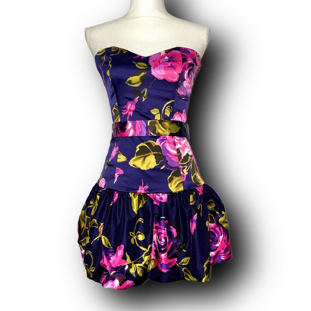 Rubber Ducky Productions, Inc. Floral Mini Dress - Purple and Pink Formal Dance